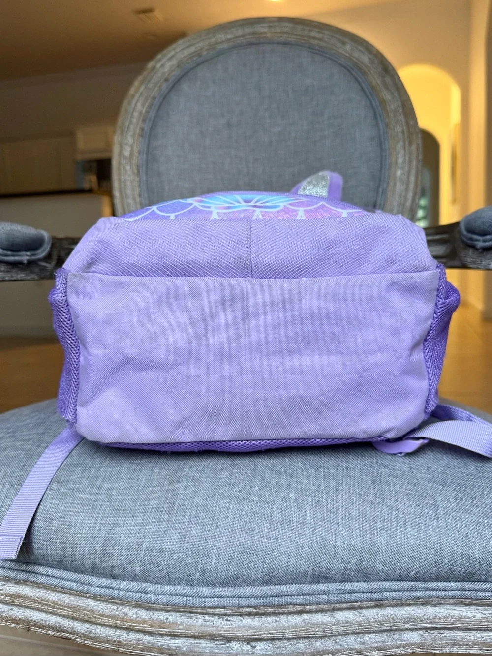 Kids Lavender Mermaid Cat Backpack with Pom Pom